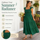 Women's Square Neck Ruffle Sleeve Smocked Dress