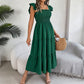 Women's Square Neck Ruffle Sleeve Smocked Dress