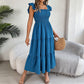 Women's Square Neck Ruffle Sleeve Smocked Dress