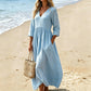 Women's V-Neck 3/4 Sleeve Maxi Dress