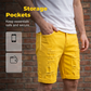🌞🕶️Yellow Men's Summer Shorts – Breathable, Distressed, Rolled Hem, Stretchy Fit