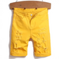 🌞🕶️Yellow Men's Summer Shorts – Breathable, Distressed, Rolled Hem, Stretchy Fit