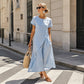 🔥Summer Best Sellers-Women’s Summer Round Neck Elegant Solid Color Dress