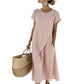🔥Summer Best Sellers-Women’s Summer Round Neck Elegant Solid Color Dress