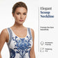 👗✨ Women's Classic Floral Print Maxi Dress – Bodycon, Side Slit, Porcelain Pattern 💙