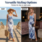 👗✨ Women's Classic Floral Print Maxi Dress – Bodycon, Side Slit, Porcelain Pattern 💙