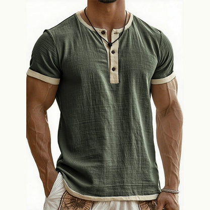Men's Short Sleeve Breathable Henley Shirt