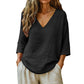 🔥Spring-Summer Essential! Breathable V-Neck 3/4 Sleeve Blouse