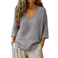🔥Spring-Summer Essential! Breathable V-Neck 3/4 Sleeve Blouse