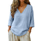 🔥Spring-Summer Essential! Breathable V-Neck 3/4 Sleeve Blouse