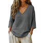 🔥Spring-Summer Essential! Breathable V-Neck 3/4 Sleeve Blouse