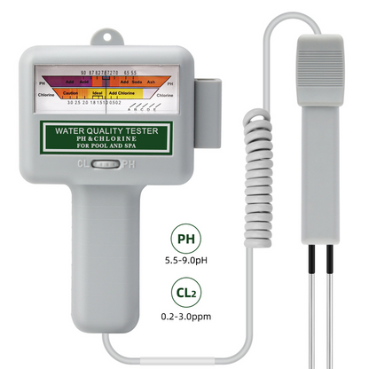 💧 pH & Chlorine Tester – Dual probes, retractable cord, portable, for pools and spas