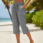 ⌛Limited-Time Offer-Women's Striped Cotton Linen Capri Pants with Pockets