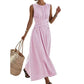 🎀👗Women Casual Striped Maxi Dress Sleeveless