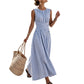 🎀👗Women Casual Striped Maxi Dress Sleeveless