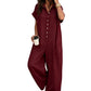 Summer Bestseller🔥Relaxed Short-Sleeve Button Jumpsuit with Wide Leg