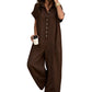 Summer Bestseller🔥Relaxed Short-Sleeve Button Jumpsuit with Wide Leg