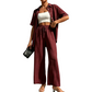 ✨New Arrival✨👖 2-Piece Set with Short Sleeve Top & Flowy Wide-Leg Pants – Perfect for Summer Days