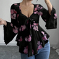 🔥Summer Bestseller🔥🌸 Floral Print Square Neck Blouse with Tie-Front Detail