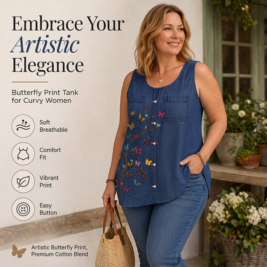 ⌛Limited-Time Offer-Women's Summer Butterfly Print Tank Top