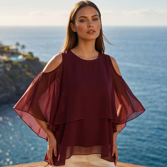 Summer Bestseller🔥 Cold Shoulder Ruffle Top – Breezy & Flirty for Sunny Days