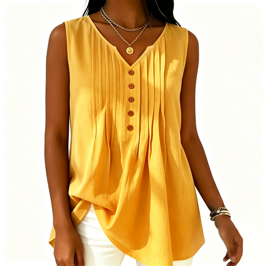 New Arrival✨🌸 Pleated V-Neck Sleeveless Top