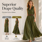 Trending Now⭐💃 Flowy A-Line Maxi Dress with Lapel Collar & Matching Belt