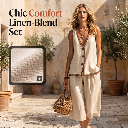 Summer Bestseller🔥Sleeveless V-Neck Vest & Wide-Leg Pants Set