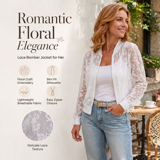 New Arrival✨🌸 Floral Lace Zip-Up Jacket – Lightweight & Sheer for Effortless Layering