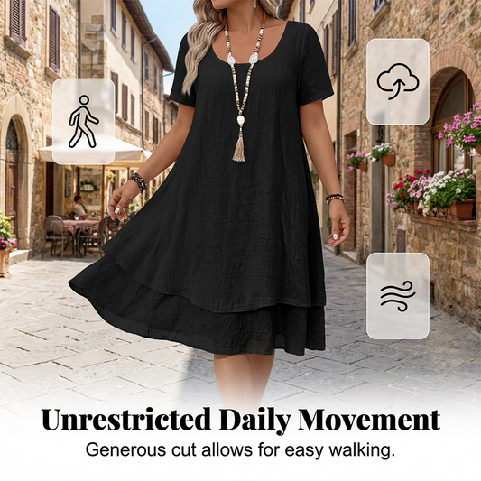 New Arrival✨🌸 Relaxed A-Line Dress with Tiered Hem – Breathable & Lightweight for Everyday Wear