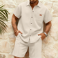 Waffle Knit Shirt & Shorts Set – Breezy 2-Piece for Casual Days & Relaxed Weekends