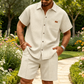 Waffle Knit Shirt & Shorts Set – Breezy 2-Piece for Casual Days & Relaxed Weekends