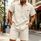 Waffle Knit Shirt & Shorts Set – Breezy 2-Piece for Casual Days & Relaxed Weekends