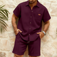 Waffle Knit Shirt & Shorts Set – Breezy 2-Piece for Casual Days & Relaxed Weekends