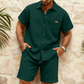 Waffle Knit Shirt & Shorts Set – Breezy 2-Piece for Casual Days & Relaxed Weekends