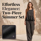 Trending Now⭐💃 Flowy Two-Piece Summer Set – Ruffle Hem Top with Comfort Wide-Leg Trousers