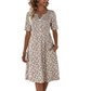 Women's Casual V-Neck Print Dress with Pockets