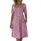 Women's Casual V-Neck Print Dress with Pockets