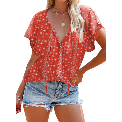 👚Women Casual V Neck Floral Print🌸