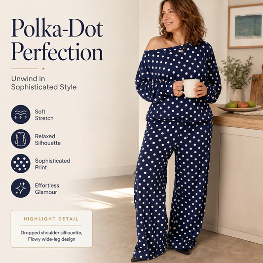 🔥Limited-Time Offer-Women's Off-Shoulder Polka Dot 2-Piece Set