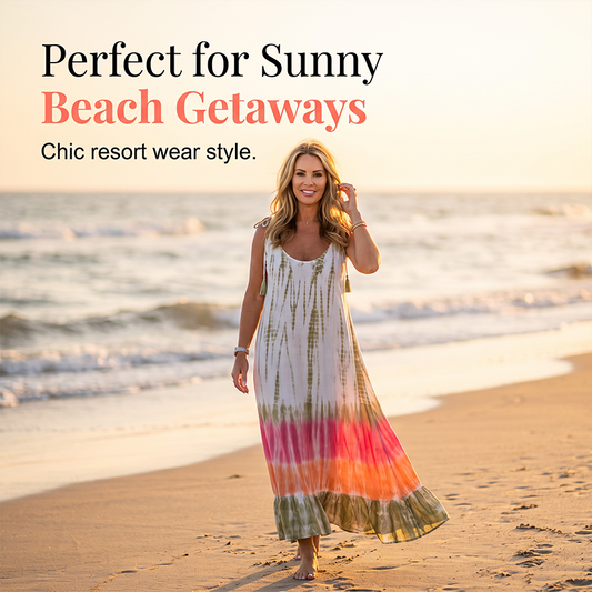 Women Summer Tie Dye Maxi Dress Sleeveless Beach Sundress