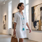 Women's Summer V-Neck Dress with Roll Sleeve