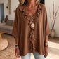 ⌛Limited-Time Offer-Women’s Casual V-Neck Ruffle Trim Blouse