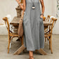 🌿Women's Sleeveless Round Neck Casual Dress Loose Fit Linen-Look Maxi Dress with Pockets