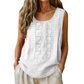 🌿Cotton and Linen Round Neck Embroidered Tank Tops