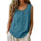 🌿Cotton and Linen Round Neck Embroidered Tank Tops