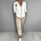 New Arrival✨🌸 Long-Sleeve V-Neck Set with Elastic Waist Pants – Comfortable Fit for All-Day Wear