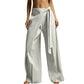 Women's Flowy Wrap Front Wide Leg Pants