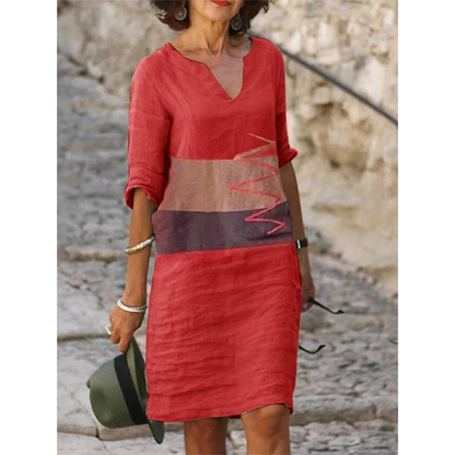Women's Casual V-Neck Printed Dress