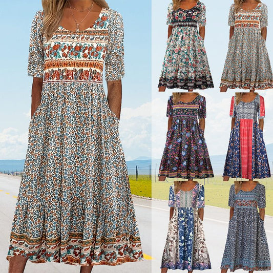 Women’s Elegant Bohemian Print Dress